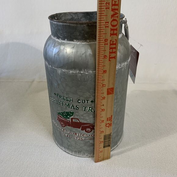 Metal Galvanized Jug Container Holiday Christmas Trees Truck Farmhouse Rustic LG - Picture 2 of 4